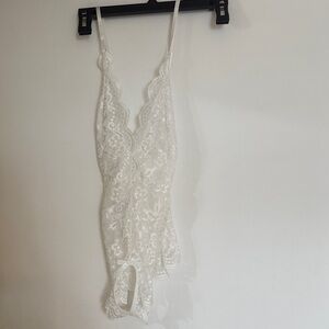 Women’s White Lace Teddy Bodysuit - Elegant Intimates. Never worn.